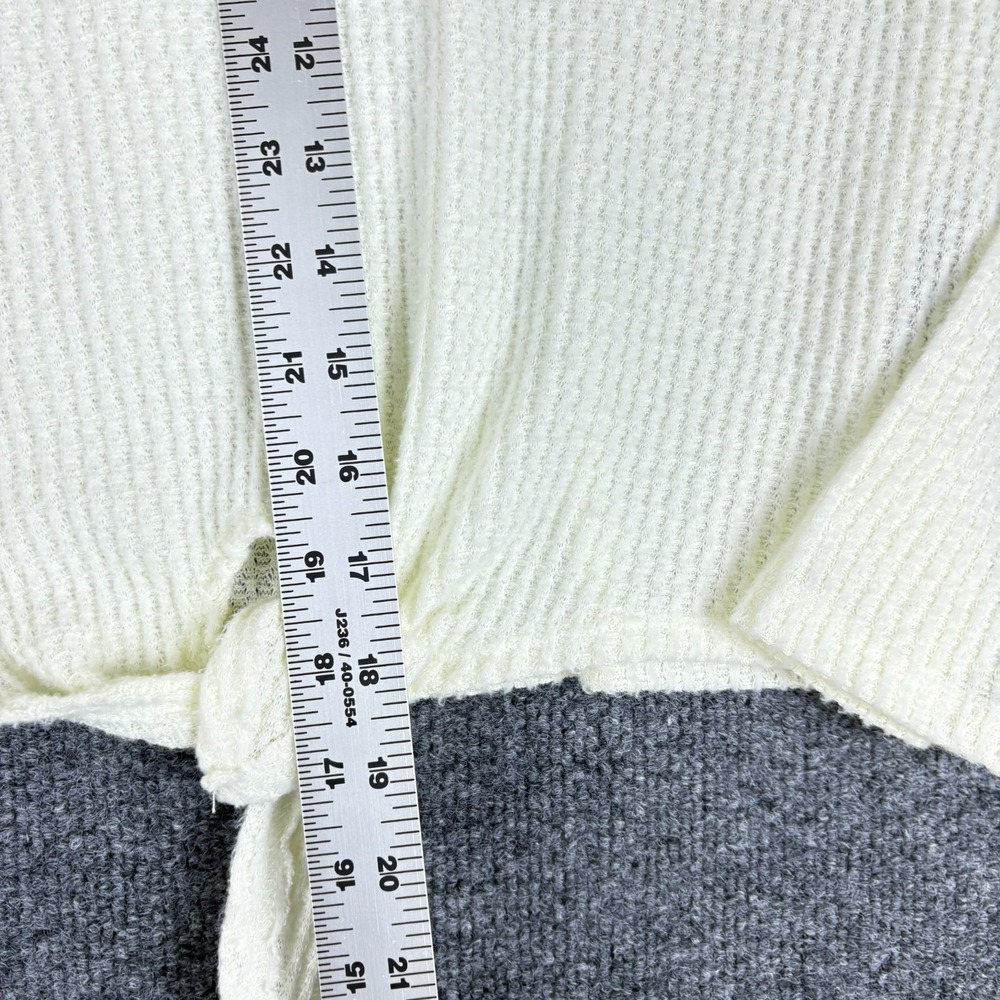 Joe Boxer Crop Hoodie Womens Small White Rainbow Striped Waffle Knit‎ Knot Front - Picture 3 of 9